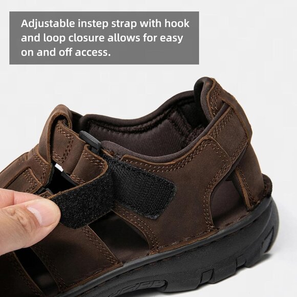?Men\'s Hiking Sandals Brown Leather Athletic Casual Outdoor Sports Shoes main image 6